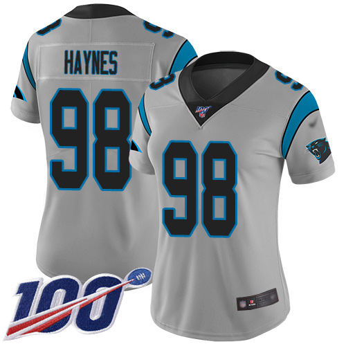 Carolina Panthers Limited Silver Women Marquis Haynes Jersey NFL Football #98 100th Season Inverted Legend